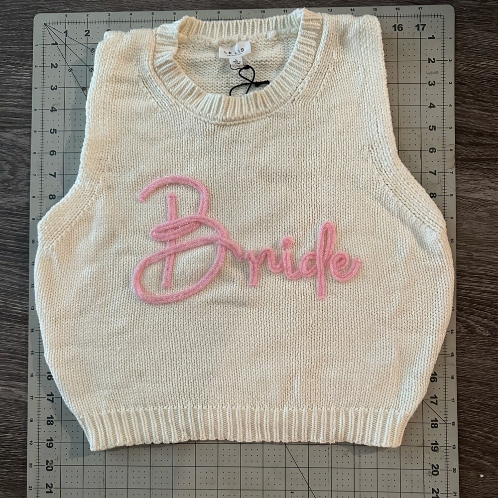 White and Pink Barbie Inspired Cropped Bride Sweater